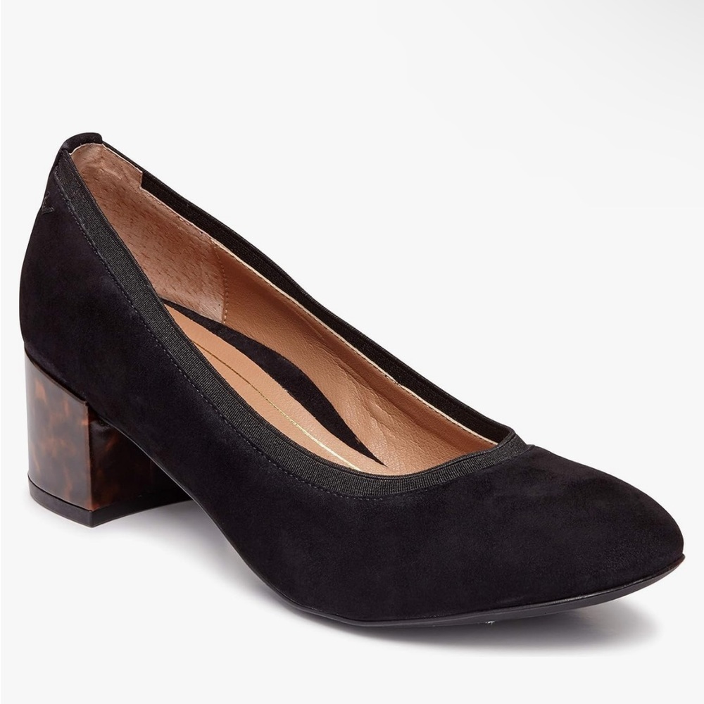 Vionic Natalie Tortoise Pumps Black Suede Tortoise Heel Womens Size 5